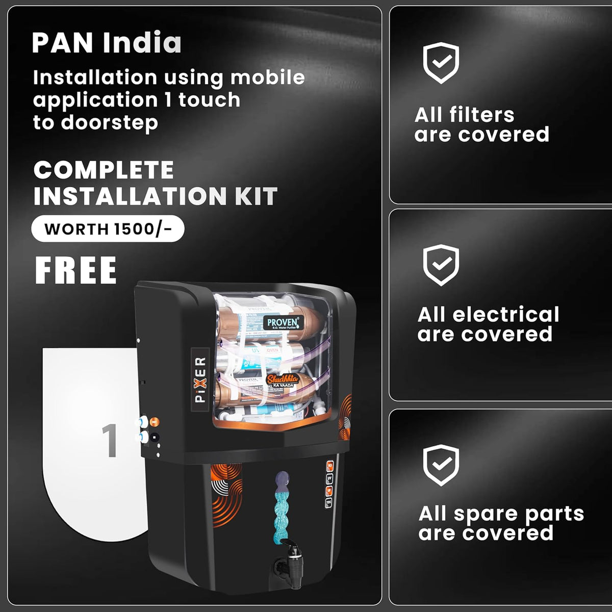 Proven Pixer RO Water Purifier 12L RO+UV+UF Copper Zinc