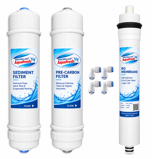 Macmillan Aquafresh 80 GPD RO Membrane, Carbon Sediment Filter for Water Purifiers, RO Inline Cartridge(White)