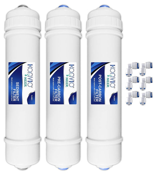 Macmillan Aquafresh Pre Carbon Filter, Sediment Filter, Post Carbon Filter and Elbow, Inline Filter Set for all RO Water Purifier