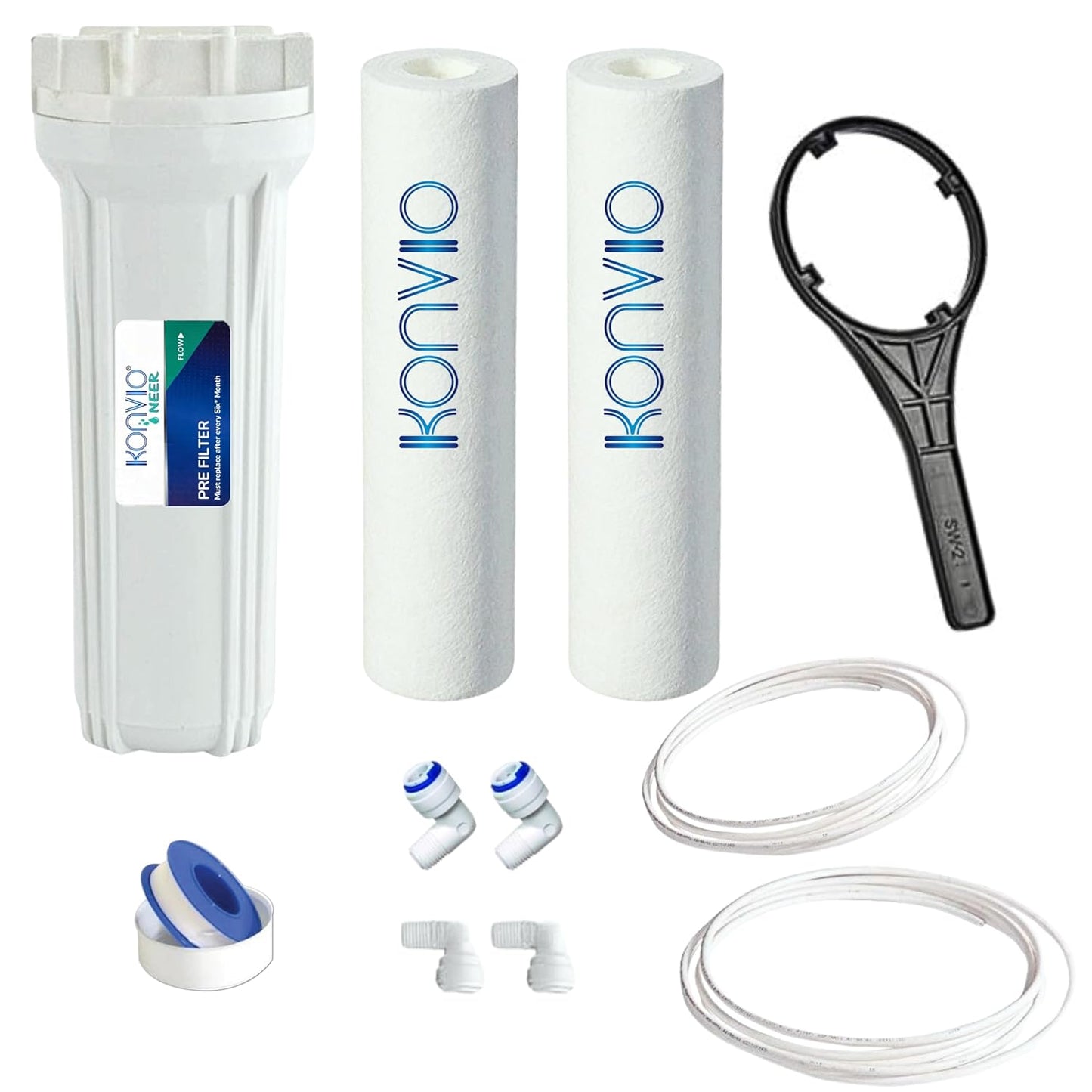 Macmillan Aquafresh Pre Filter for Water purifier for All RO Water Purifier, External Prefilter kit with 2 spun candles (Pre- Filter Kit, White)