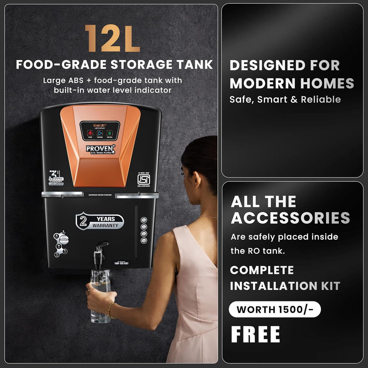 Proven Jupiter RO Water Purifier for Home, 12L | RO+UF+UV with Copper, Zinc & Alkaline, TDS Adjuster, ISI Certified, Borewell & Hard Water.