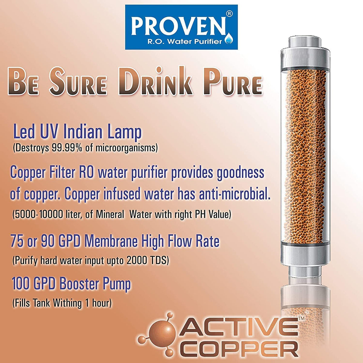 Proven Swift RO Water Purifier 12L & 15L RO+UV+UF Black
